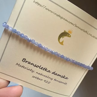 Bransoletka pełna z tanzanitów, zapięcie karabinek
